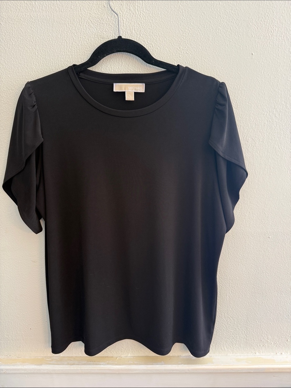 MICHAEL Michael Kors Black Short Sleeve Puff Detail Top